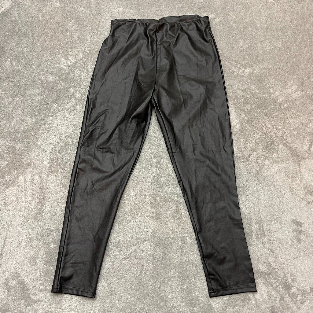 Shein Womens Black Faux Leather Pants Size Large See Pics For Measurements.